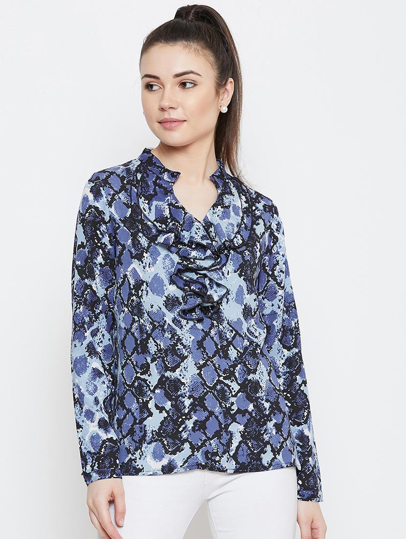 ruffle detail snake print top - 16954069 - Zoom Image - 1