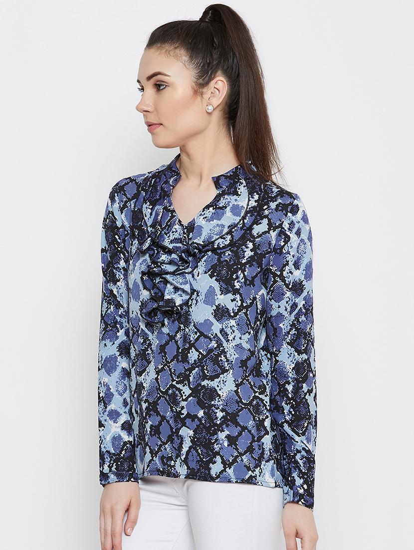 ruffle detail snake print top - 16954069 - Zoom Image - 2