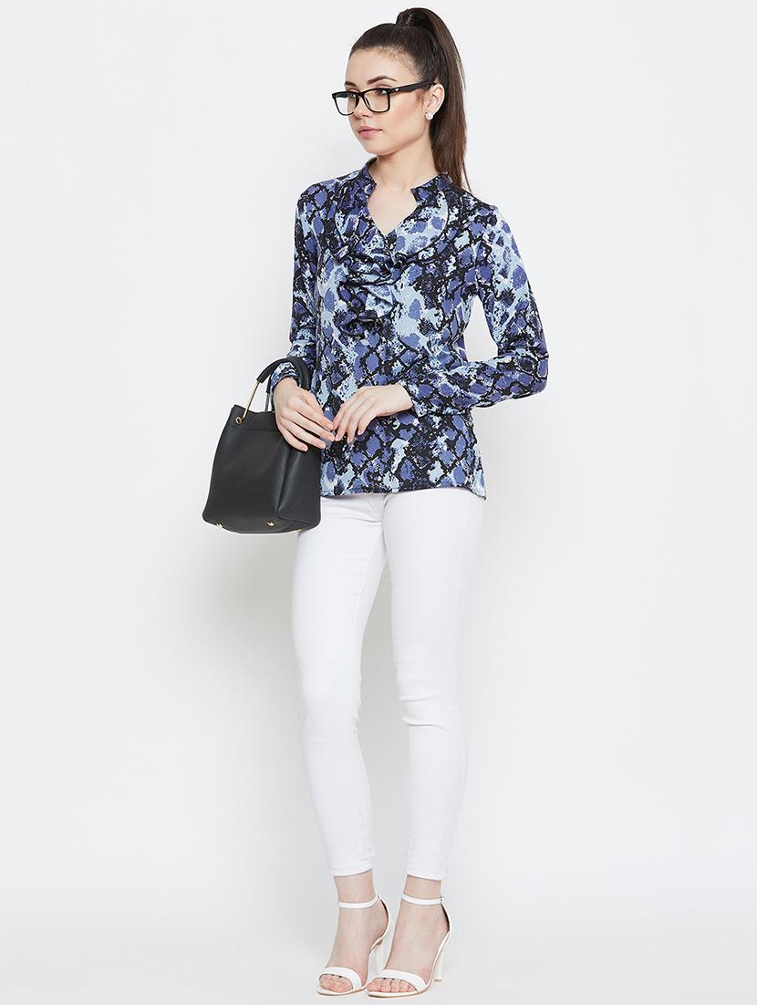 ruffle detail snake print top - 16954069 - Zoom Image - 4