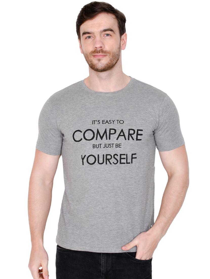 grey typographic chest print t-shirt - 16954144 - Zoom Image - 1