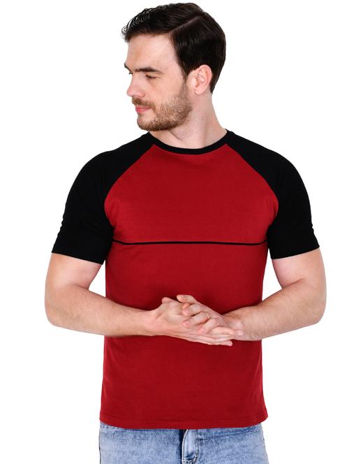 red color block raglan t-shirt - 16954147 - Standard Image - 1