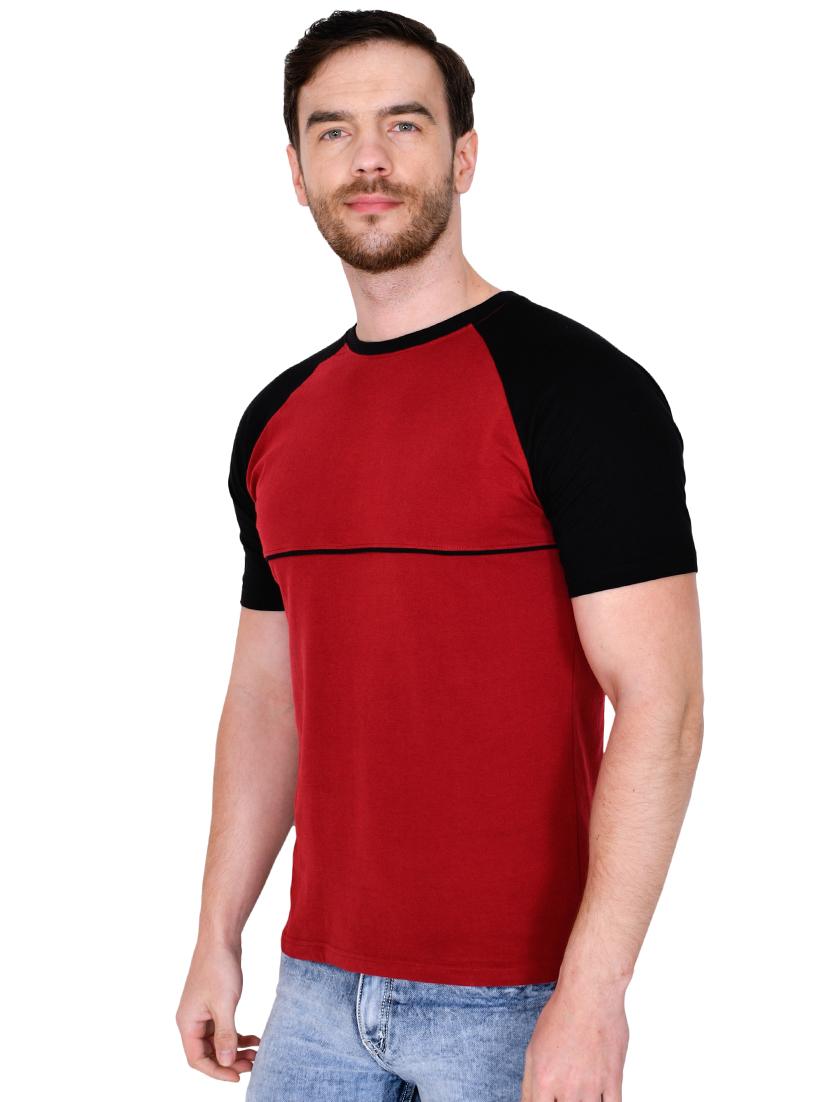 red color block raglan t-shirt - 16954147 - Zoom Image - 2