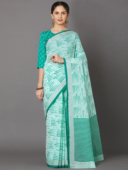 geometrical printed saree with blouse - 16954223 - Standard Image - 1
