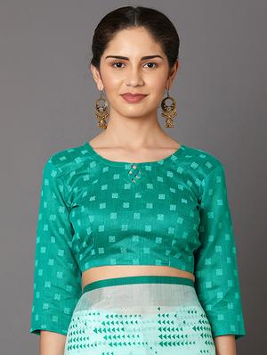 geometrical printed saree with blouse - 16954223 - Standard Image - 3