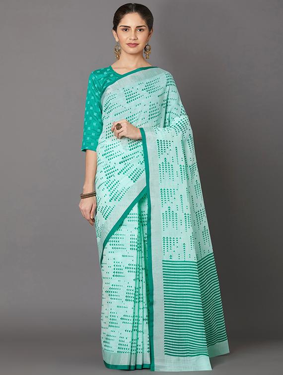 geometrical printed saree with blouse - 16954223 - Zoom Image - 1