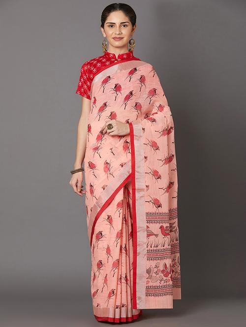 conversational printed saree with blouse - 16954224 - Standard Image - 1