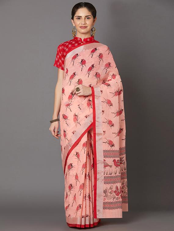conversational printed saree with blouse - 16954224 - Zoom Image - 1