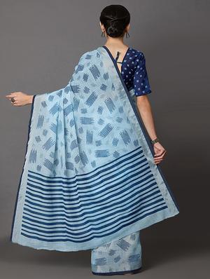 ikat printed saree with blouse - 16954227 - Standard Image - 2