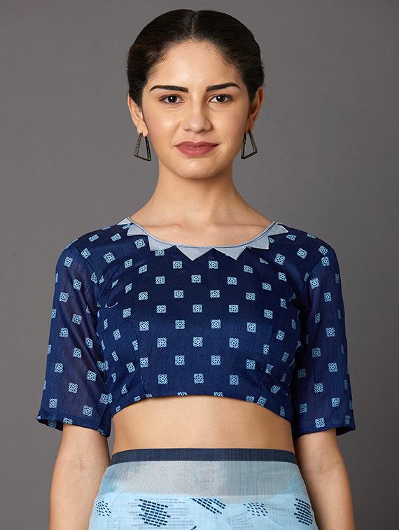 ikat printed saree with blouse - 16954227 - Zoom Image - 3