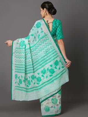 floral printed saree with blouse - 16954228 - Standard Image - 2