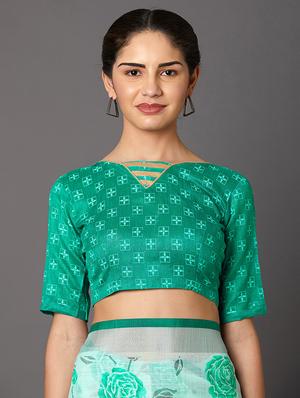 floral printed saree with blouse - 16954228 - Standard Image - 3