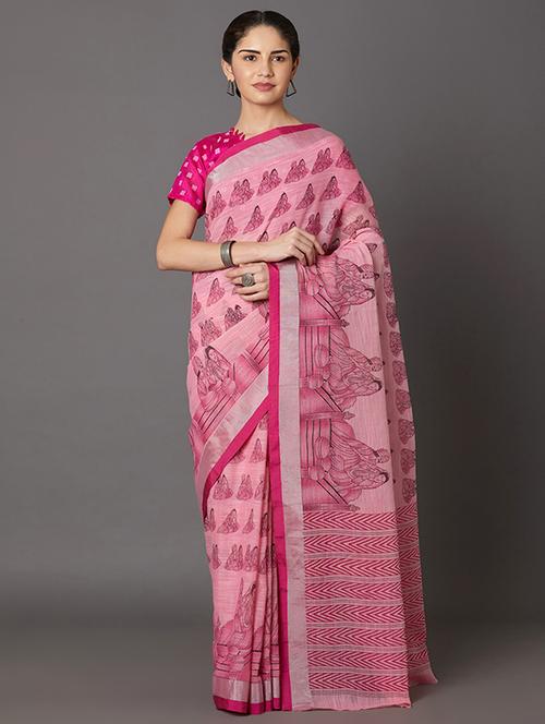 conversational printed saree with blouse - 16954229 - Standard Image - 1
