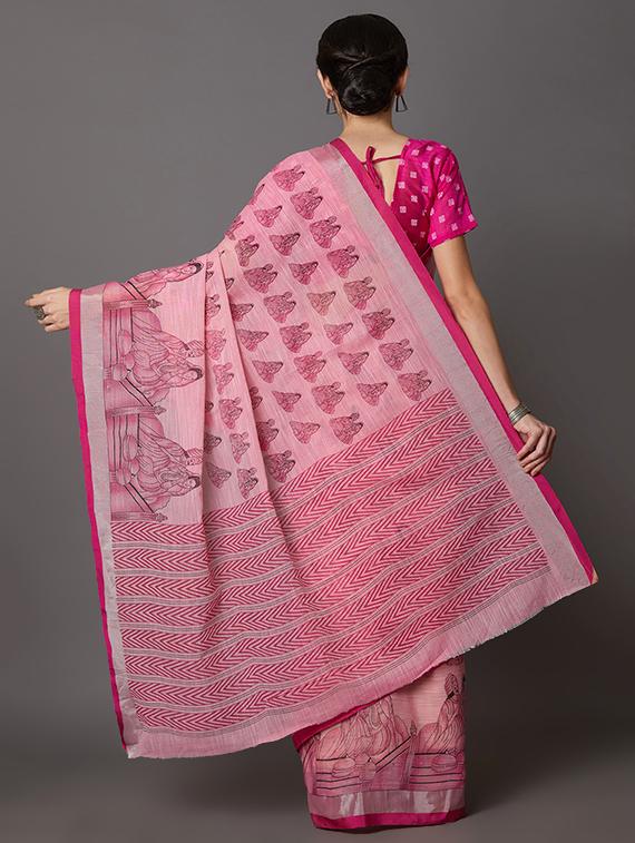 conversational printed saree with blouse - 16954229 - Zoom Image - 2
