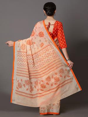 floral printed saree with blouse - 16954231 - Standard Image - 2