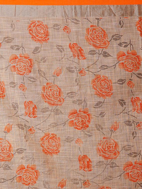 floral printed saree with blouse - 16954231 - Zoom Image - 4