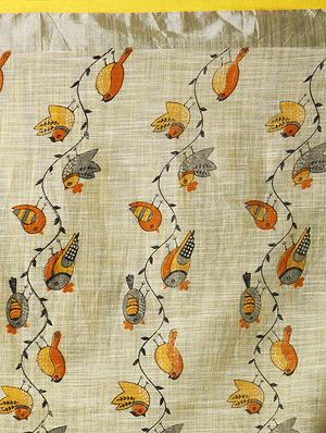 conversational printed saree with blouse - 16954232 - Standard Image - 4