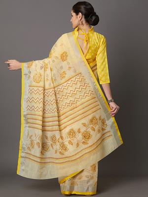 floral printed saree with blouse - 16954233 - Standard Image - 2