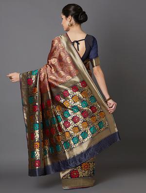paisley banarasi saree with blouse - 16954282 - Standard Image - 2