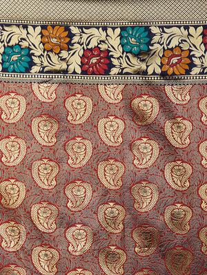 paisley banarasi saree with blouse - 16954282 - Standard Image - 4