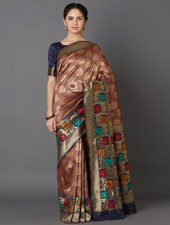 paisley banarasi saree with blouse - 16954282 - Zoom Image - 1