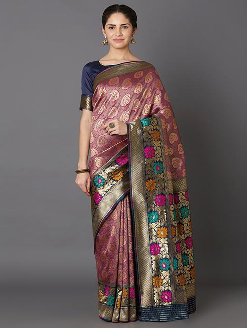 paisley banarasi saree with blouse - 16954283 - Standard Image - 1