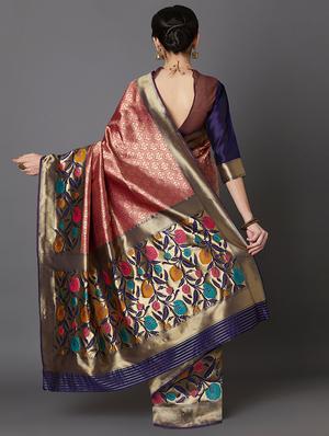 floral banarasi saree with blouse - 16954285 - Standard Image - 2