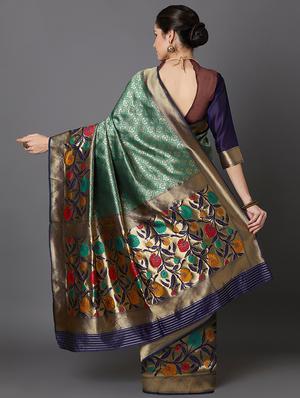 floral banarasi saree with blouse - 16954286 - Standard Image - 2
