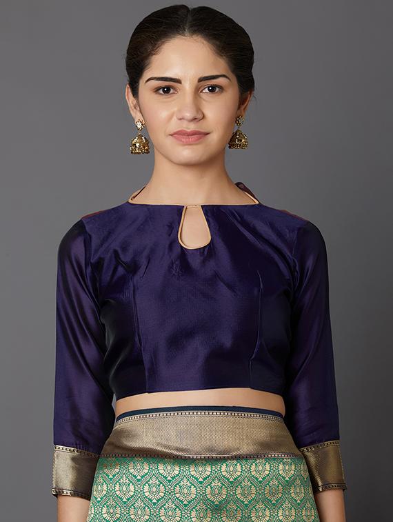 floral banarasi saree with blouse - 16954286 - Zoom Image - 3