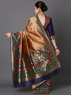 floral banarasi saree with blouse - 16954287 - Standard Image - 2