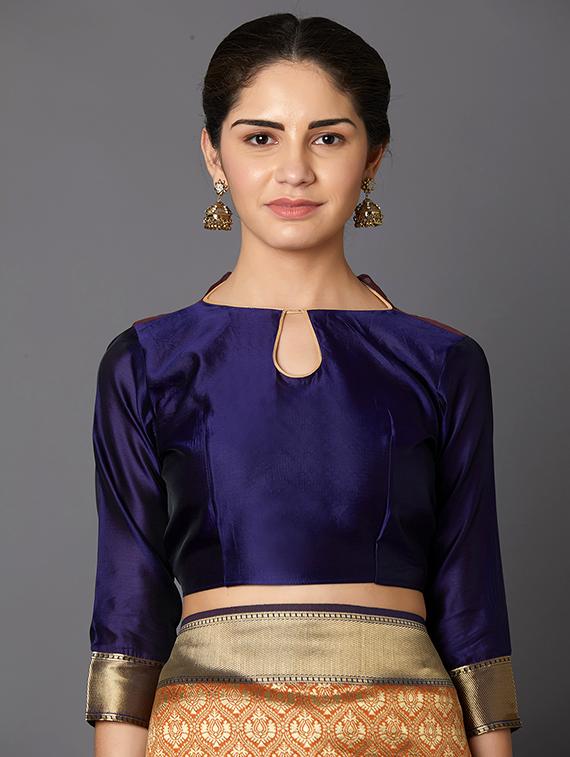 floral banarasi saree with blouse - 16954287 - Zoom Image - 3