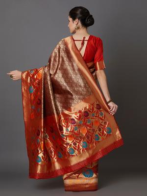 floral banarasi saree with blouse - 16954289 - Standard Image - 2