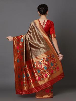 floral banarasi saree with blouse - 16954290 - Standard Image - 2