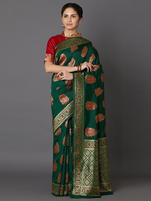 floral banarasi saree with blouse - 16954291 - Standard Image - 1