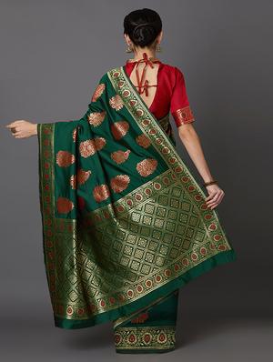 floral banarasi saree with blouse - 16954291 - Standard Image - 2