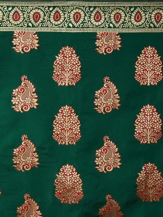 floral banarasi saree with blouse - 16954291 - Zoom Image - 4