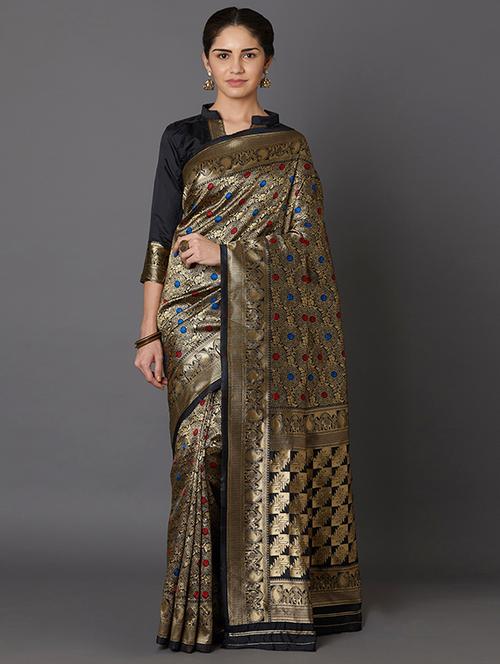 geometrical banarasi saree with blouse - 16954292 - Standard Image - 1