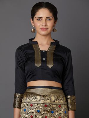 geometrical banarasi saree with blouse - 16954292 - Standard Image - 3