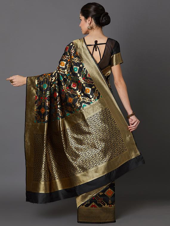 geometrical banarasi saree with blouse - 16954293 - Zoom Image - 2