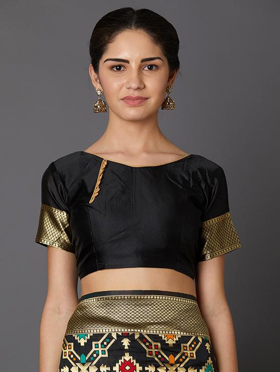 geometrical banarasi saree with blouse - 16954293 - Zoom Image - 3