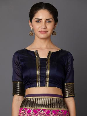 geometrical banarasi saree with blouse - 16954295 - Standard Image - 3