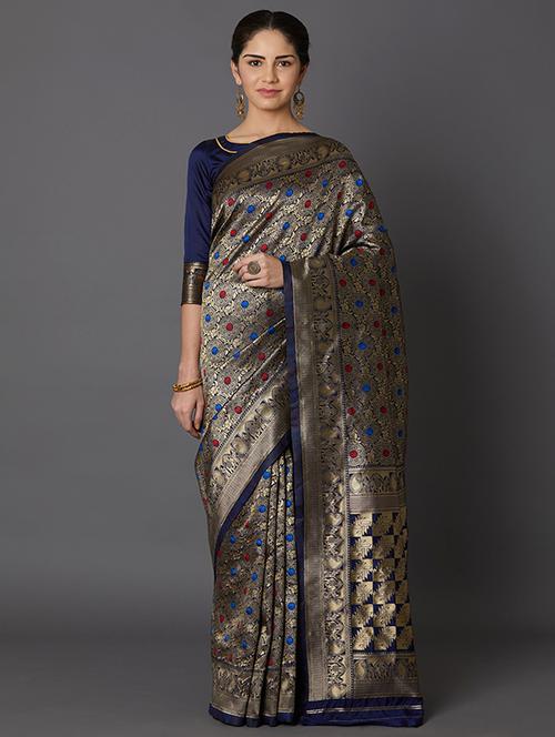 geometrical banarasi saree with blouse - 16954296 - Standard Image - 1