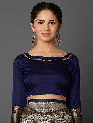 geometrical banarasi saree with blouse - 16954296 - Standard Image - 3