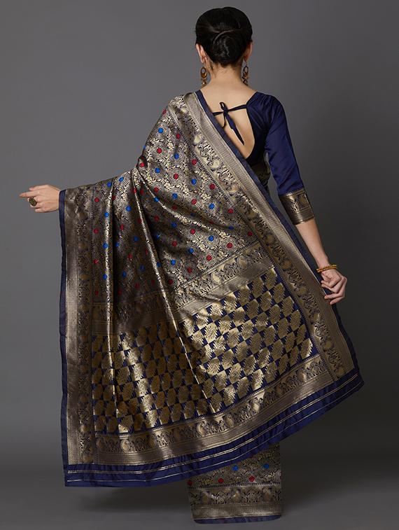 geometrical banarasi saree with blouse - 16954296 - Zoom Image - 2