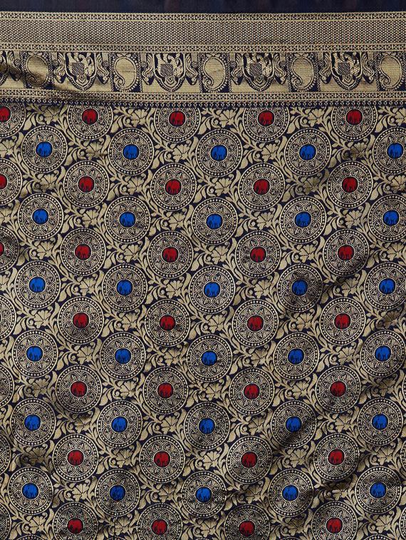 geometrical banarasi saree with blouse - 16954296 - Zoom Image - 4