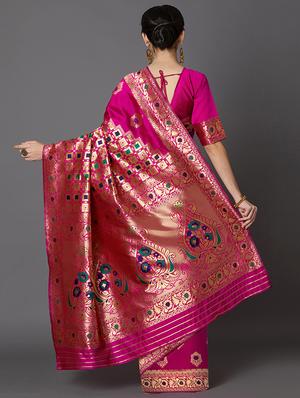 floral banarasi saree with blouse - 16954299 - Standard Image - 2