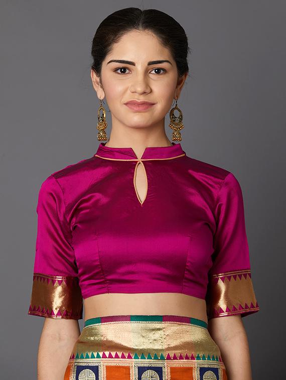geometrical banarasi saree with blouse - 16954300 - Zoom Image - 3