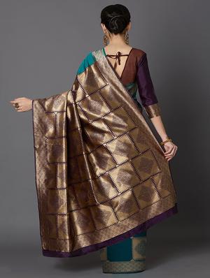 geometrical banarasi saree with blouse - 16954301 - Standard Image - 2