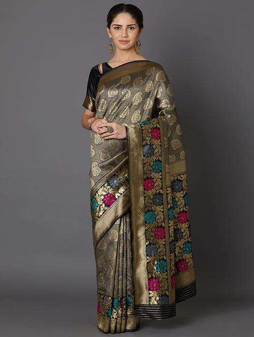 paisley banarasi saree with blouse - 16954303 - Standard Image - 1
