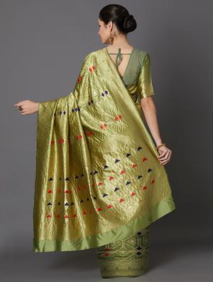 geometrical banarasi saree with blouse - 16954304 - Standard Image - 2