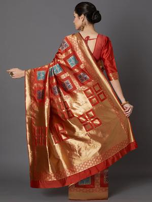 geometrical banarasi saree with blouse - 16954305 - Standard Image - 2